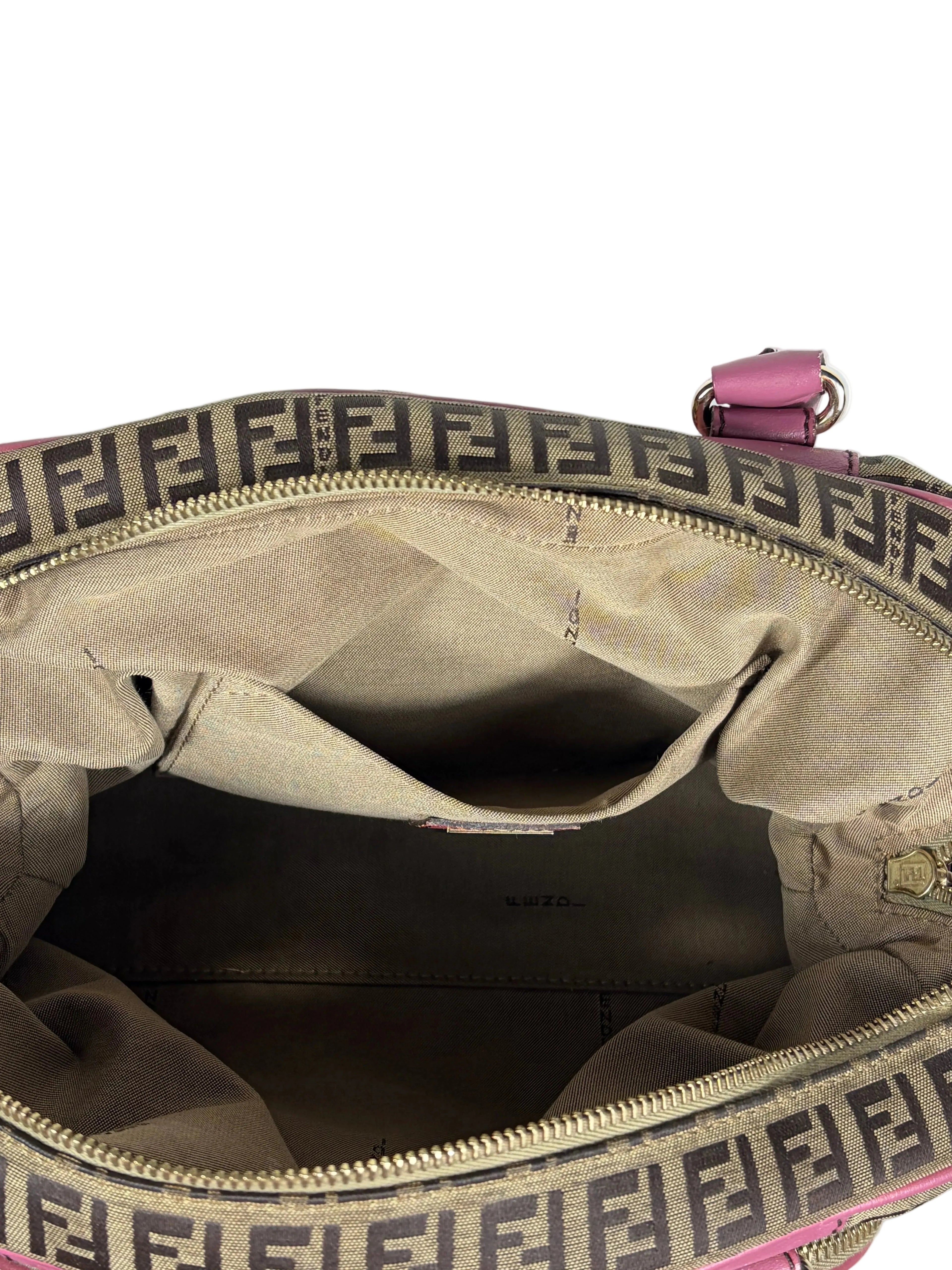 Fendi Monogram Zucchino Bauletto Handbag