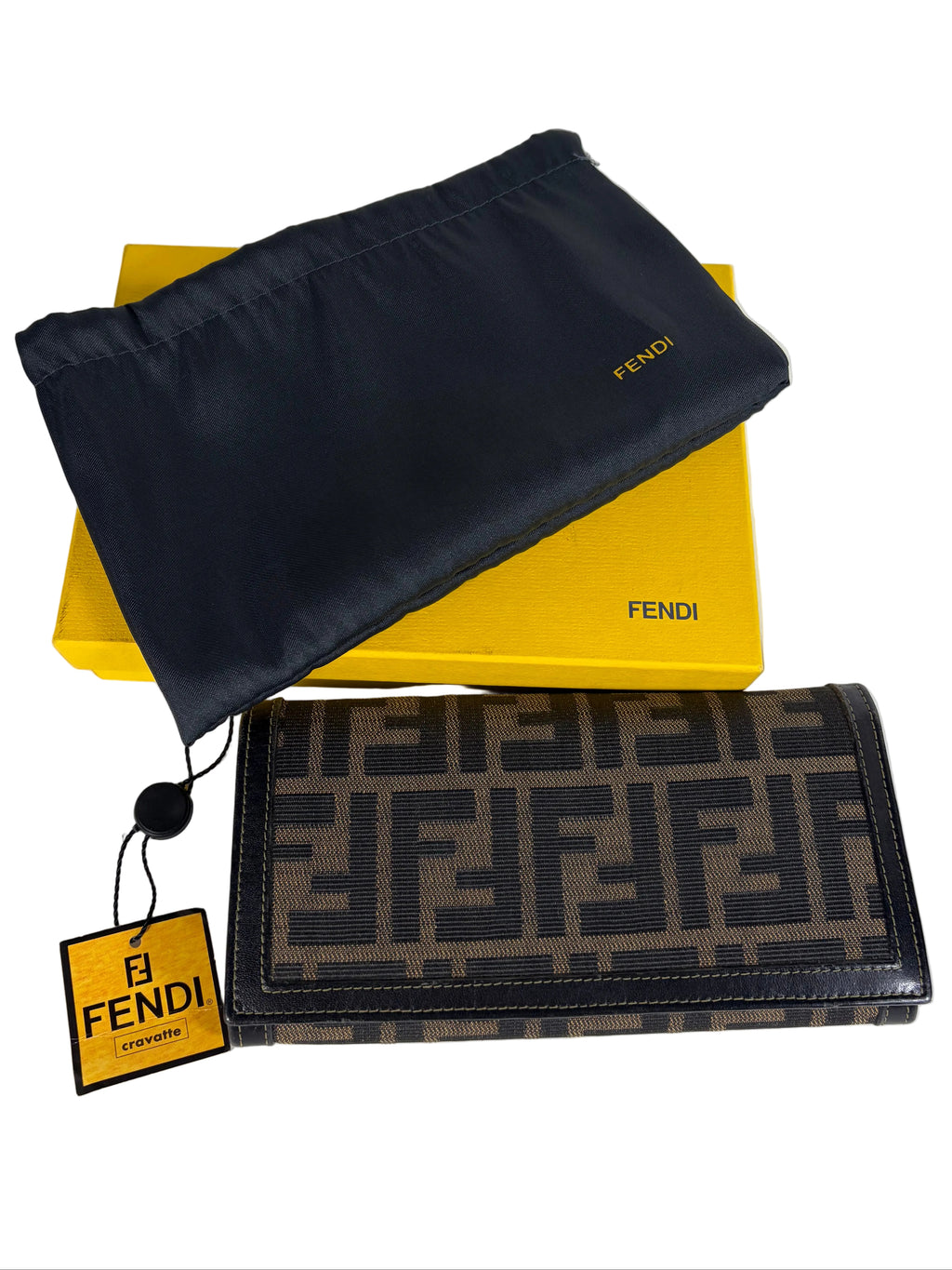 Fendi Zucca Canvas Shoulder Bag and Zucca Long Wallet Set