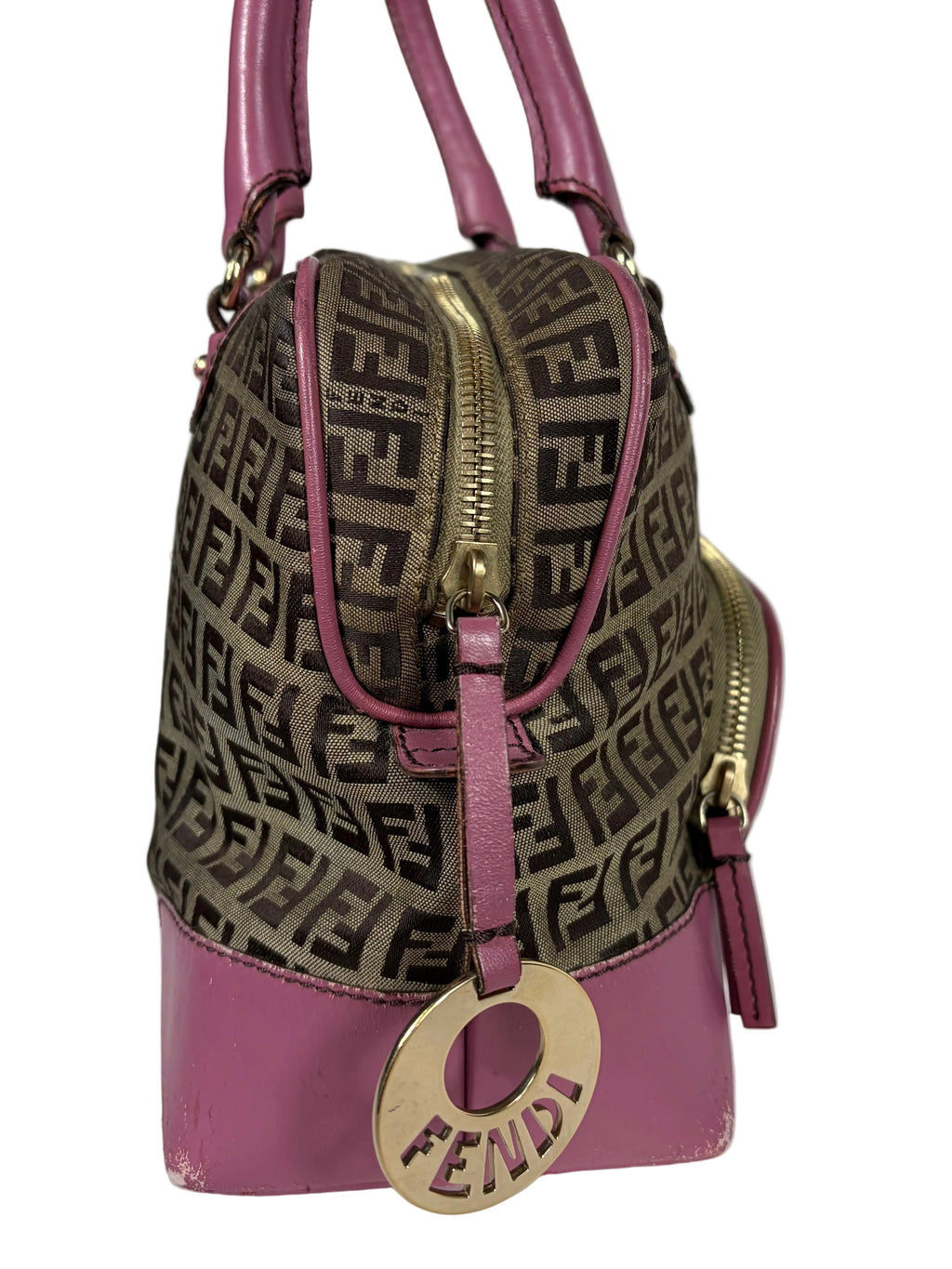 Fendi Monogram Zucchino Bauletto Handbag