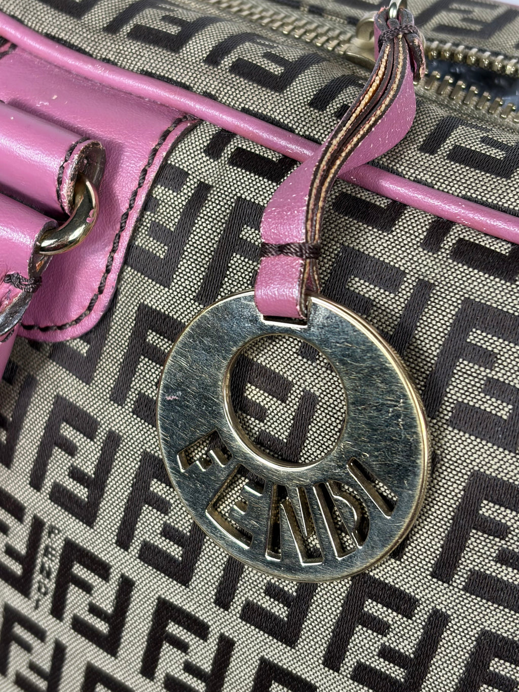 Fendi Monogram Zucchino Bauletto Handbag