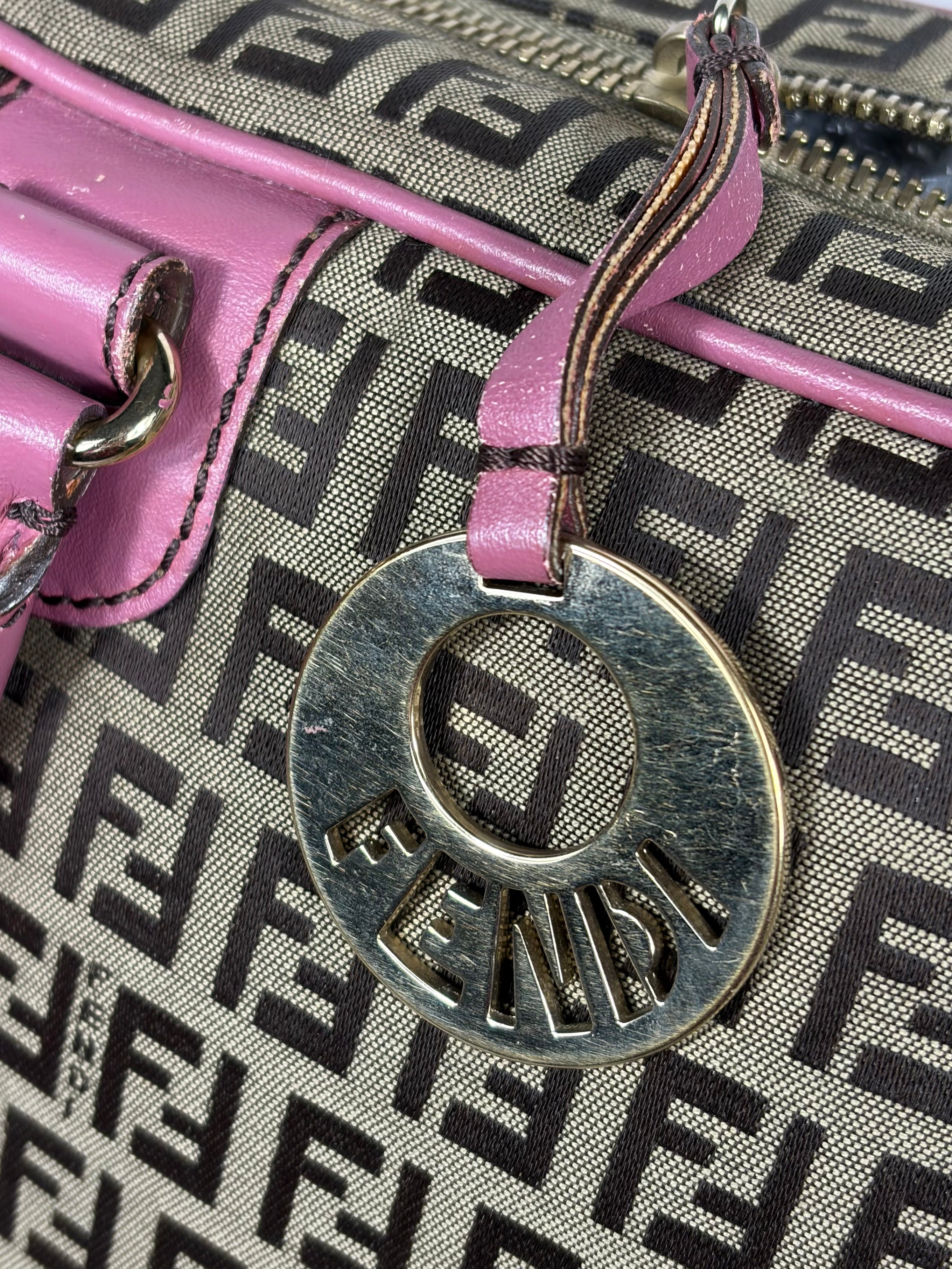 Fendi Monogram Zucchino Bauletto Handbag