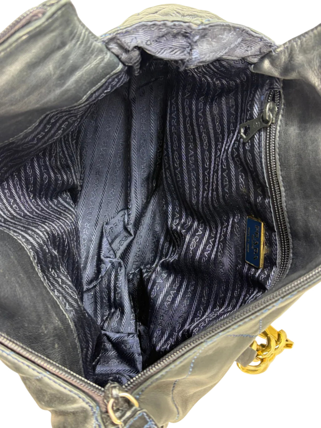 Prada Quilted Nappa Leather Gold Metal Handle Tote Bag