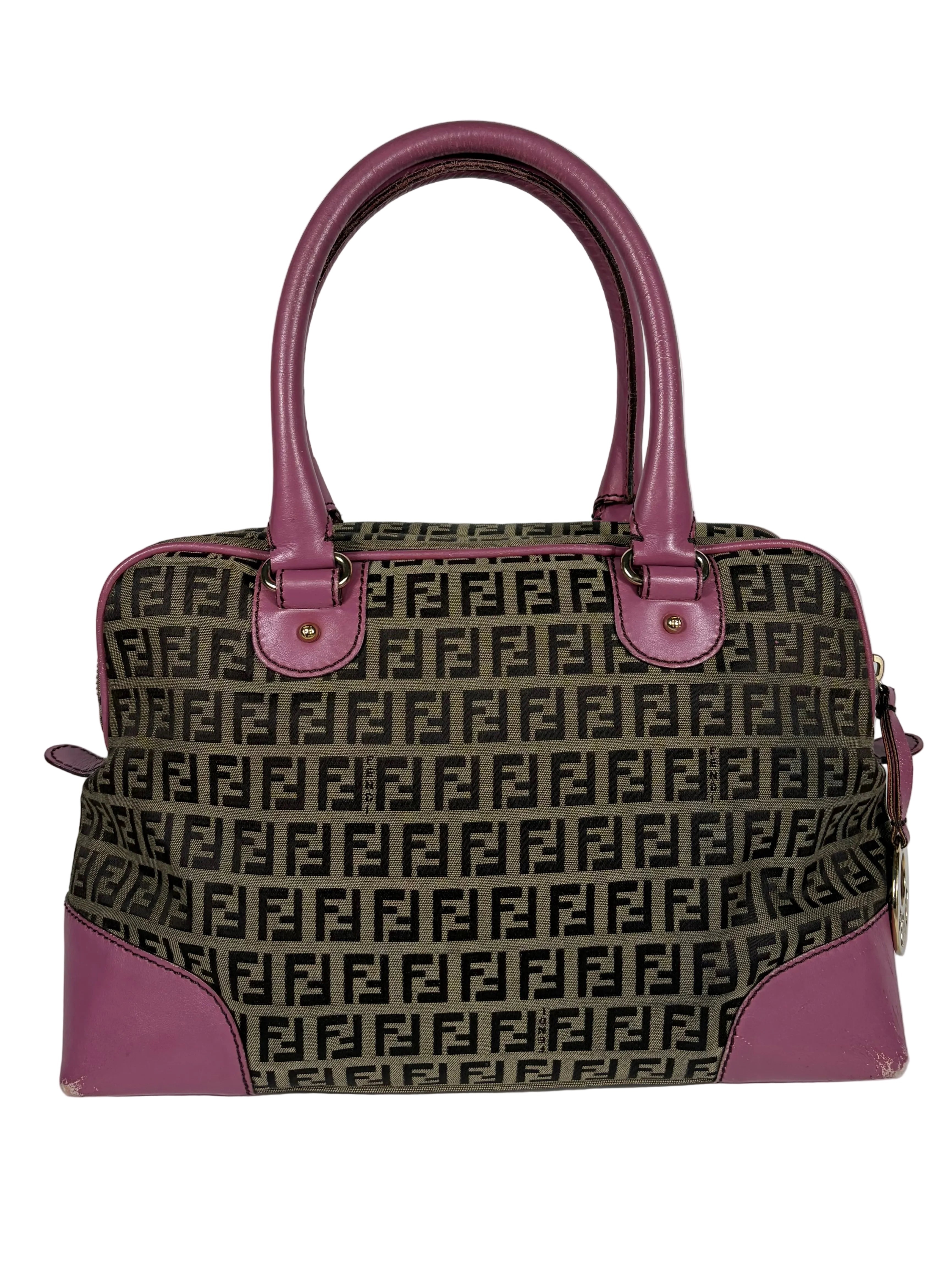 Fendi Monogram Zucchino Bauletto Handbag