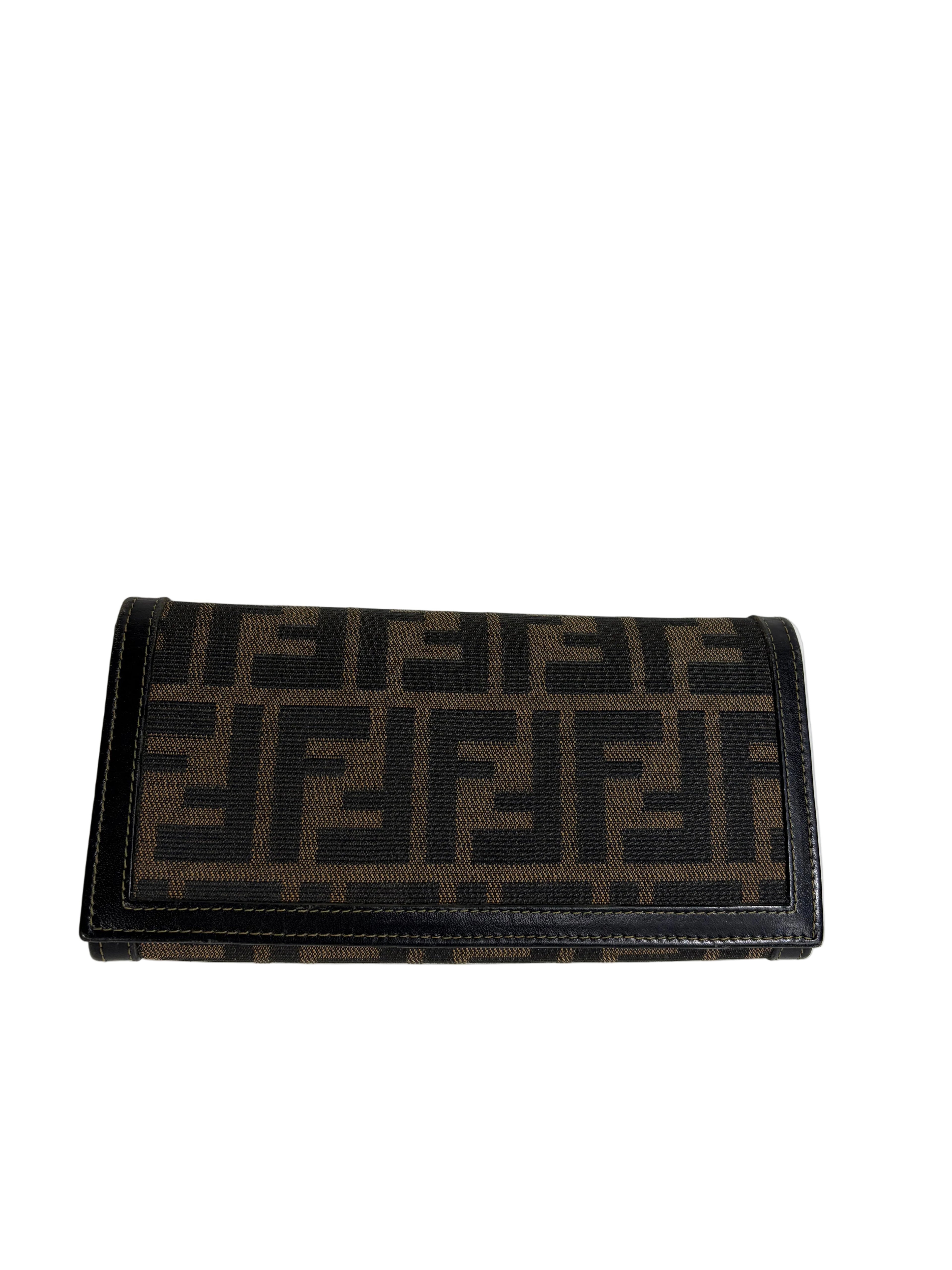 Fendi Zucca Canvas Shoulder Bag and Zucca Long Wallet Set