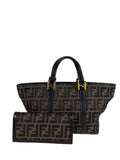 Fendi Zucca Canvas Shoulder Bag and Zucca Long Wallet Set