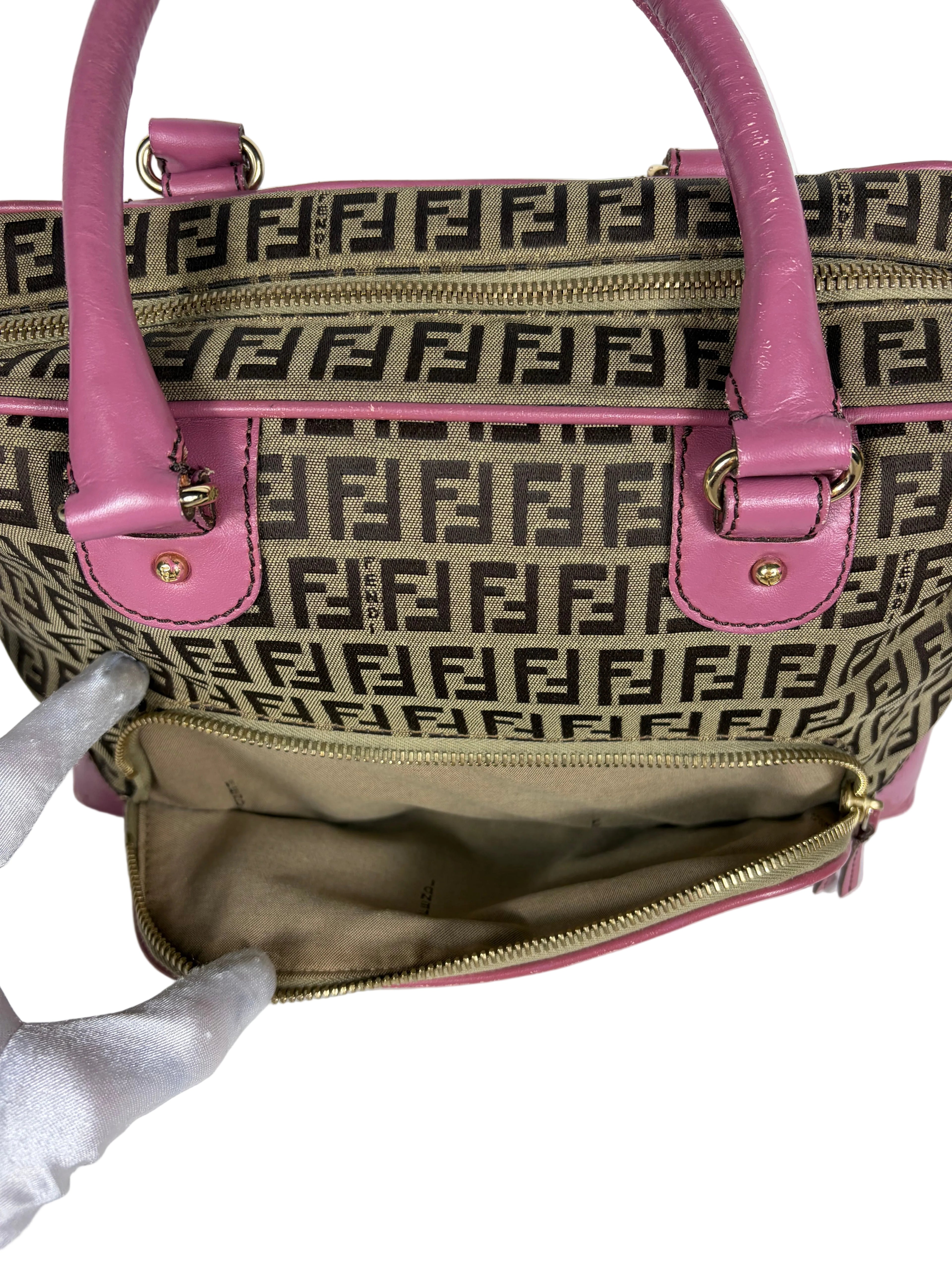Fendi Monogram Zucchino Bauletto Handbag