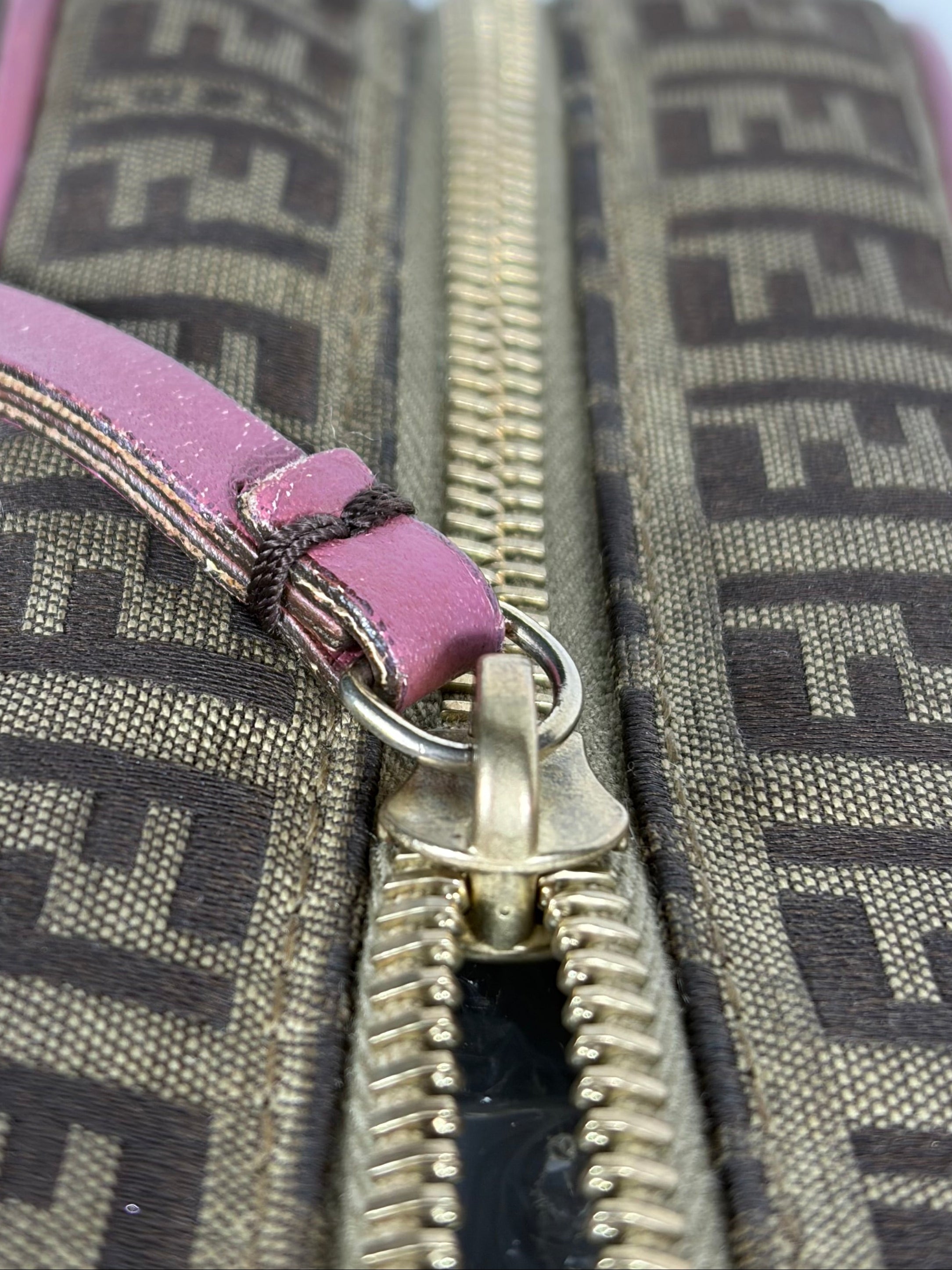 Fendi Monogram Zucchino Bauletto Handbag