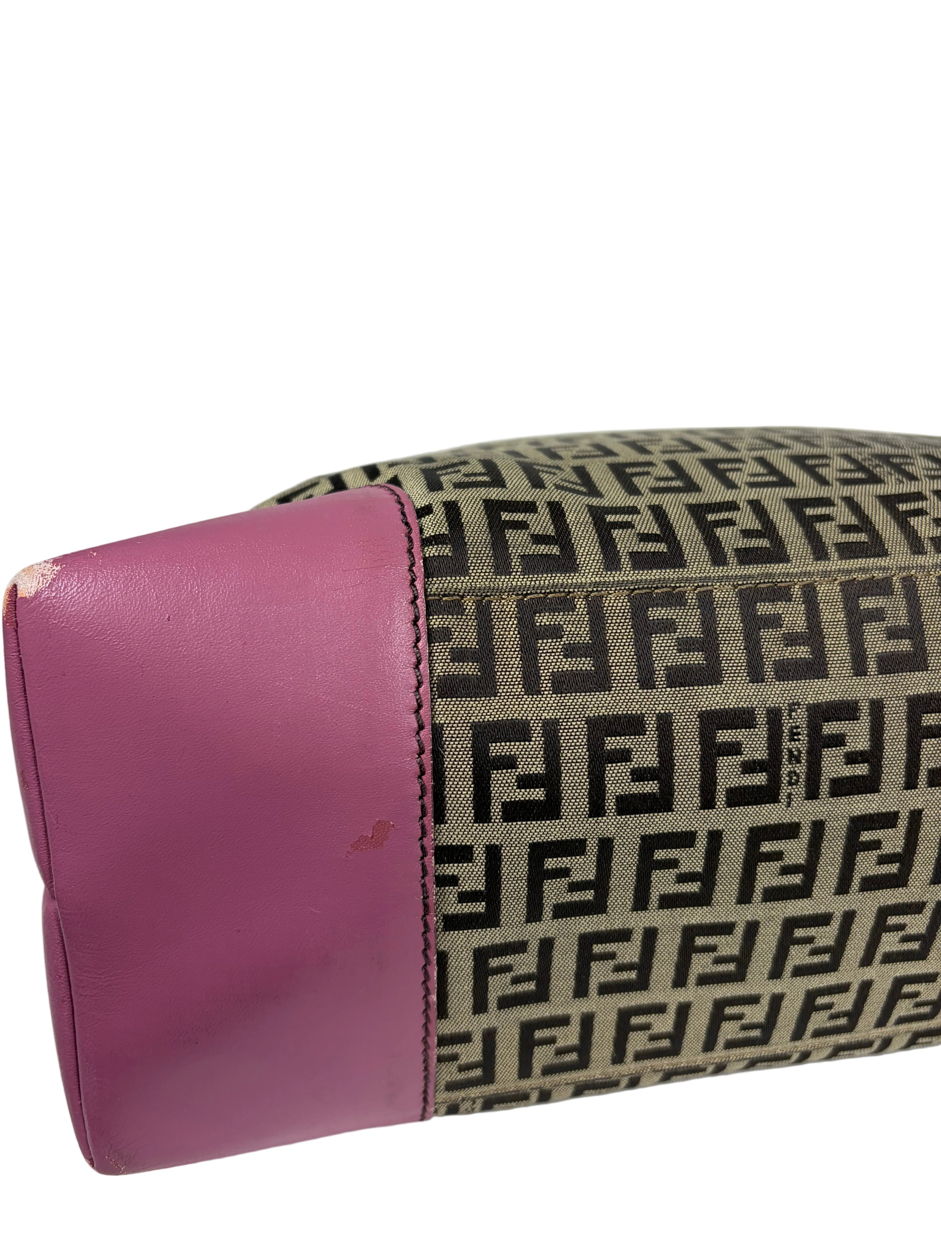 Fendi Monogram Zucchino Bauletto Handbag