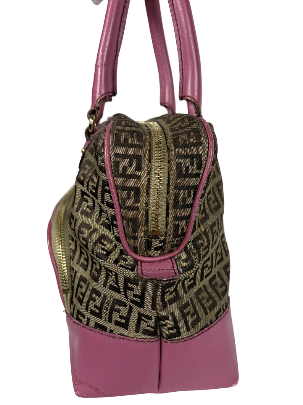 Fendi Monogram Zucchino Bauletto Handbag