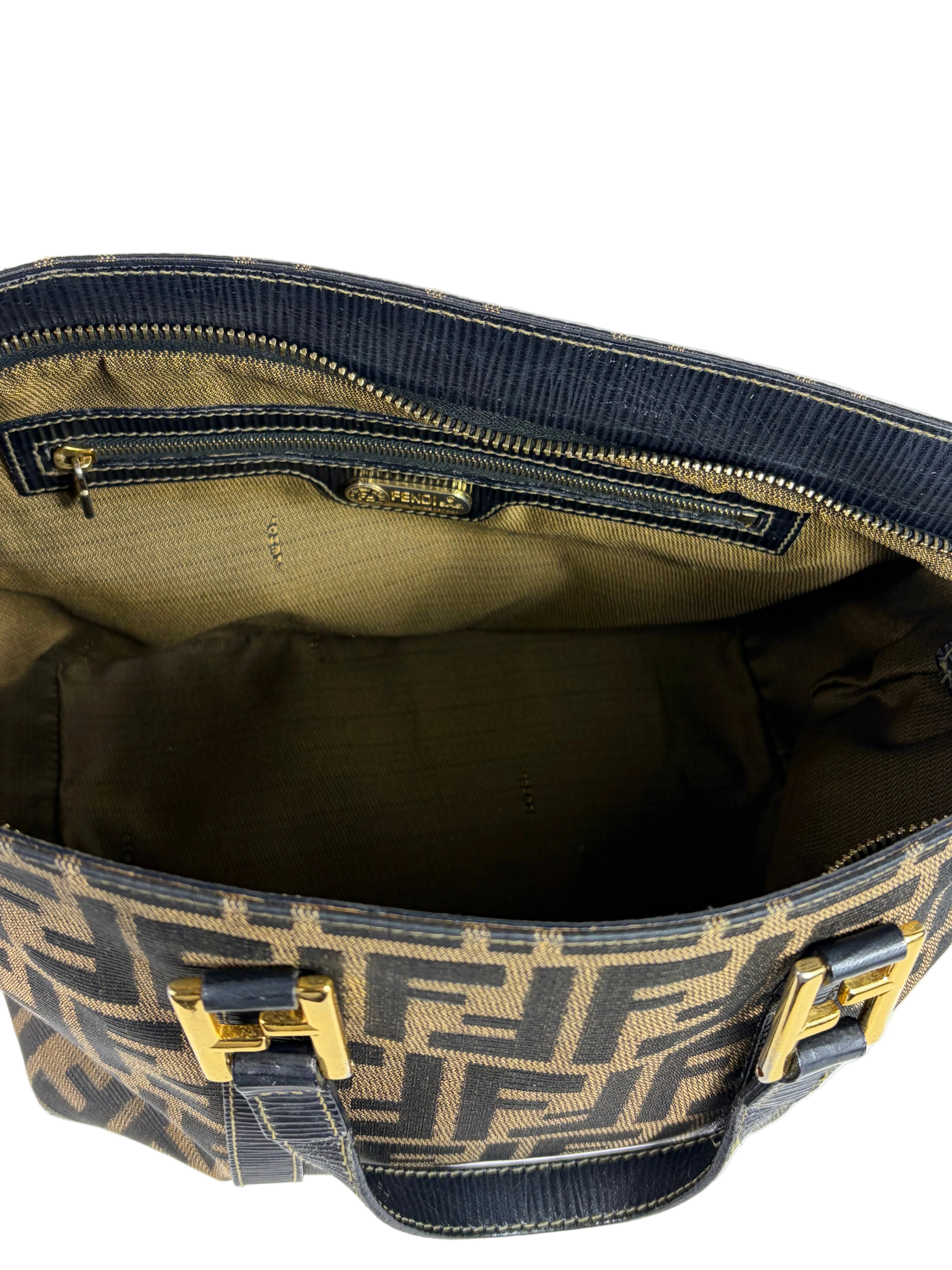 Fendi Zucca Canvas Shoulder Bag and Zucca Long Wallet Set