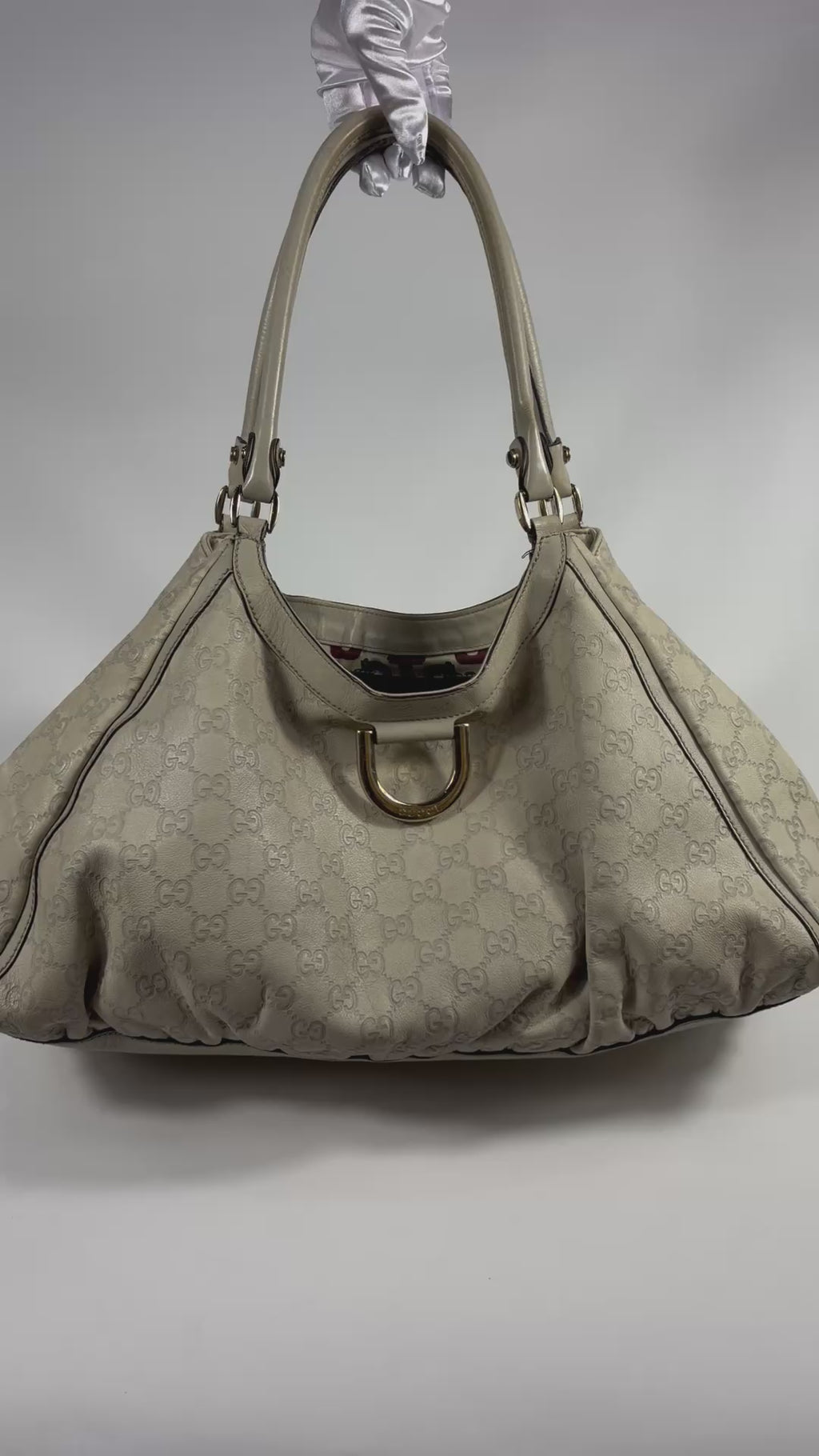 Gucci Beige D-Ring Large Hobo Tote Bag