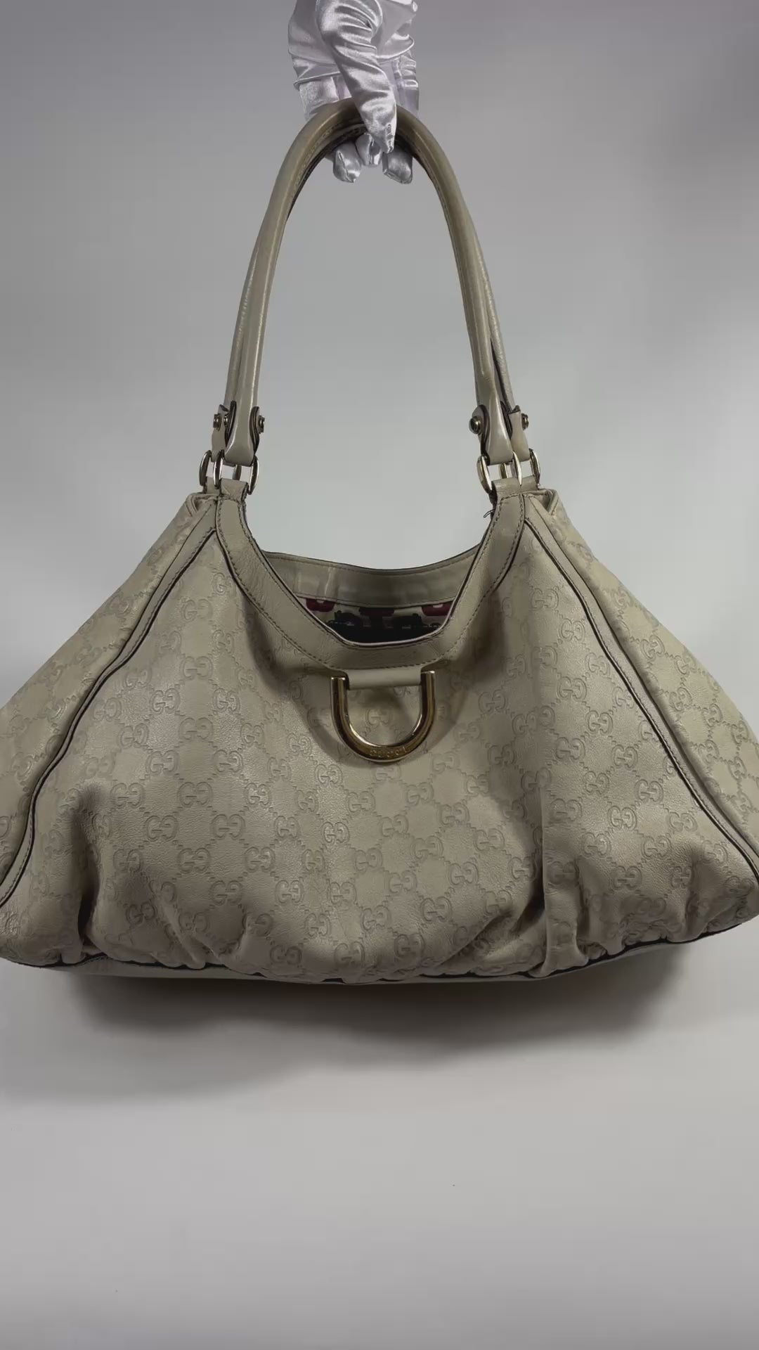 Gucci Beige D-Ring Large Hobo Tote Bag